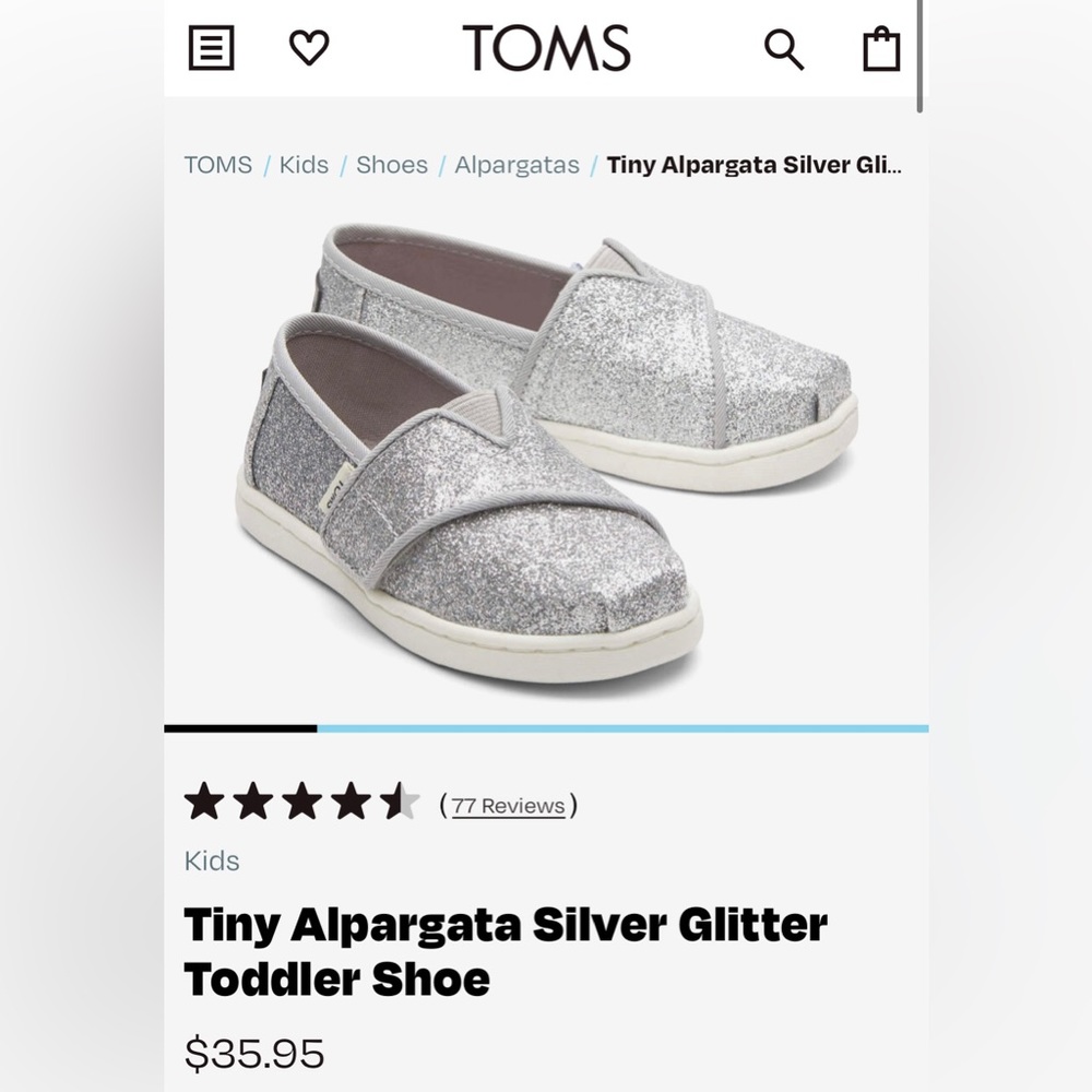 Toms  Silver Glitter Toddler Shoe